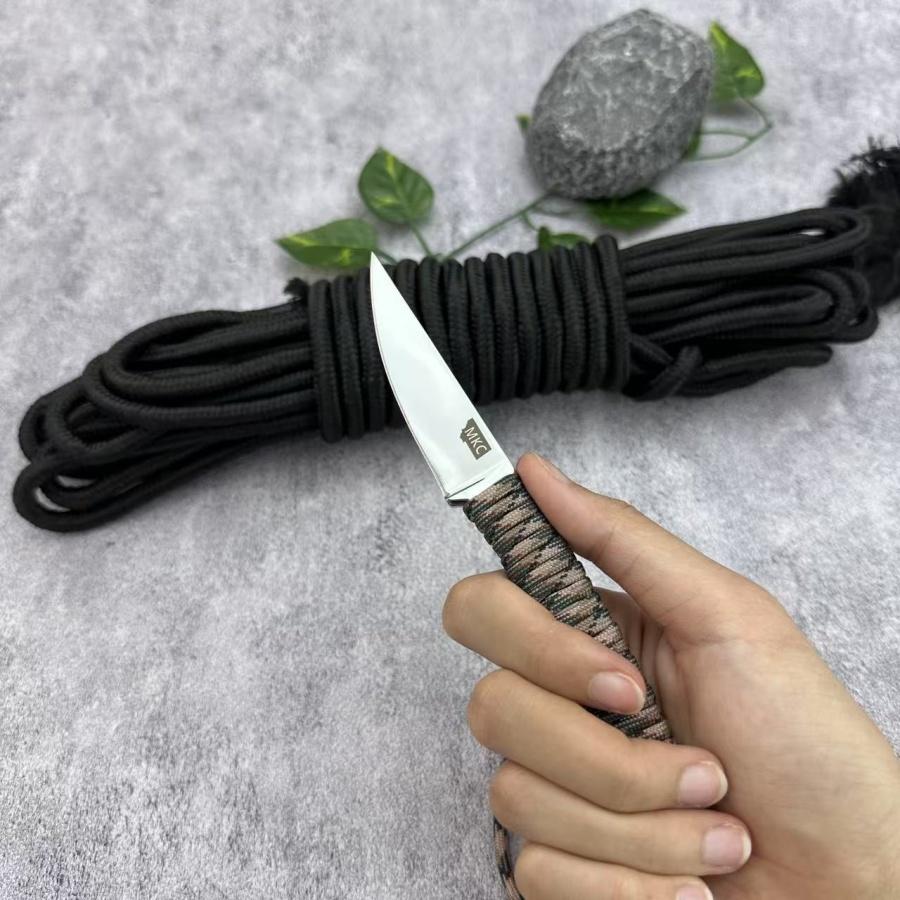MKC Pocket Tactical Pocket Knife 440c Steel Nylon Rope Handle Outdoor Camping Survival EDC Carving Knife Window Breaker