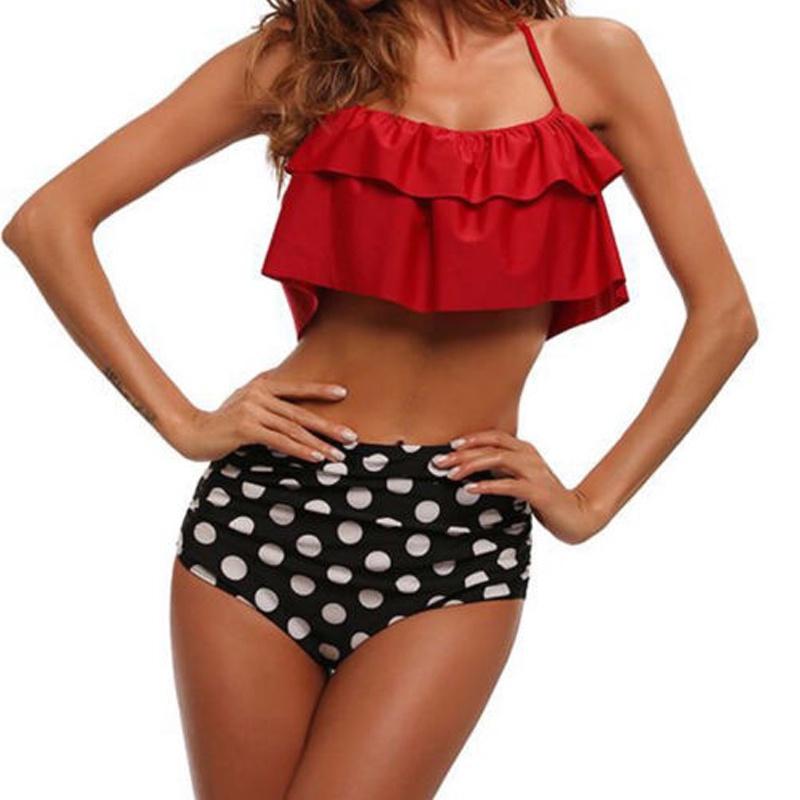 Premium Quality Swimwear Fashion Falbala Women High-waisted Bikini Set For Stylish Comfort