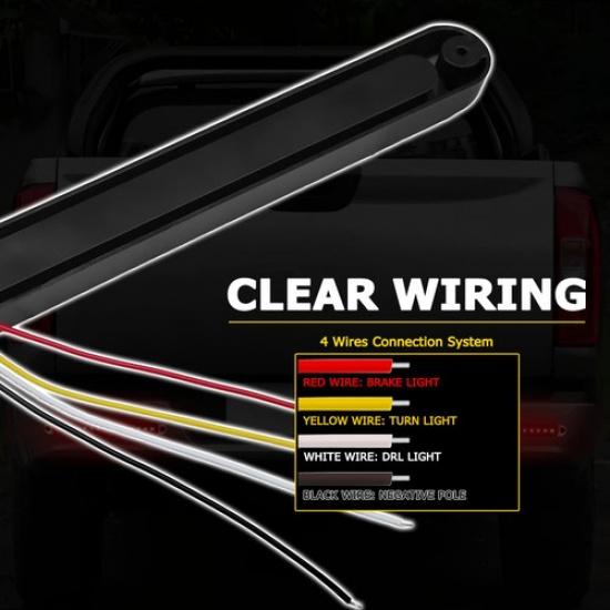 2x LED Turn Stop Tail Brake Strip DRL Light Sequential Flowing Amber+Red Truck V