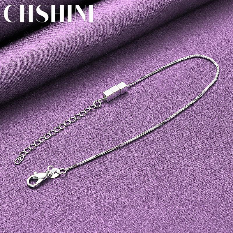 Fine 925 Sterling Silver Small Square Bracelet For Women Wedding Party Fashion Charm Jewelry