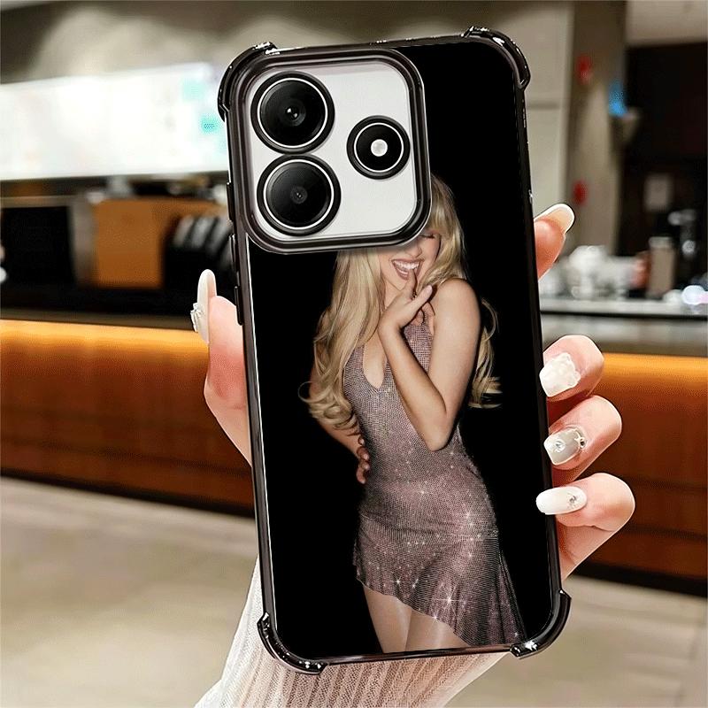 CR66 S-Sabrina C-Carpenter Plating Phone Case For Xiaomi Redmi Note 14 15 Pro Plus 13 12 11 11S 11T 10 9S 9 5G Anti-Fall Airabag