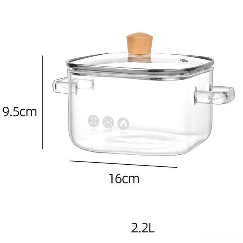 Thickened Borosilicate Heat Resistant Glass Pot Electric Stove Open Flame Cooking Dual Handle Health Glass Pot For Soup Noodles
