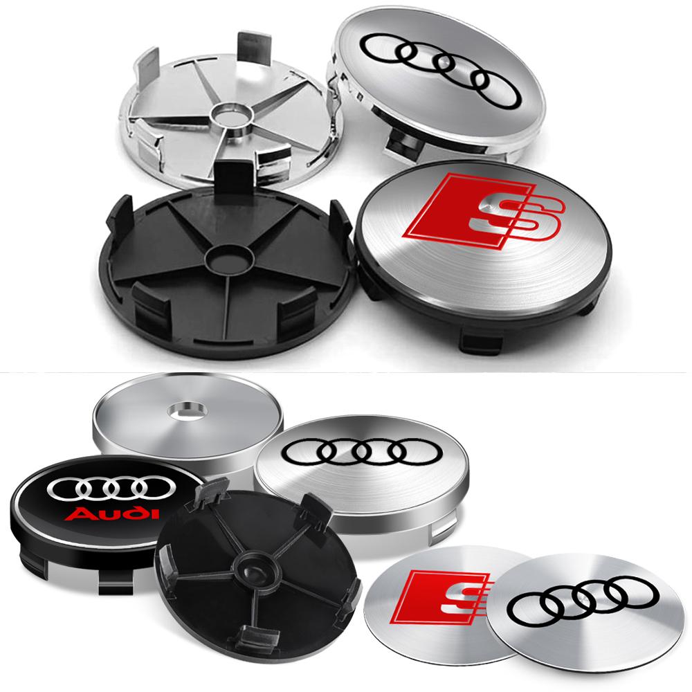 4pcs 56MM 60MM 65MM Car Wheel Center Covers Sticker 60MM 63MM 68MM Hub Caps For Audi A3 A4 B8 B9 A6 C5 C6 Q7 A7 Q5 A5 A8 S RS Q3