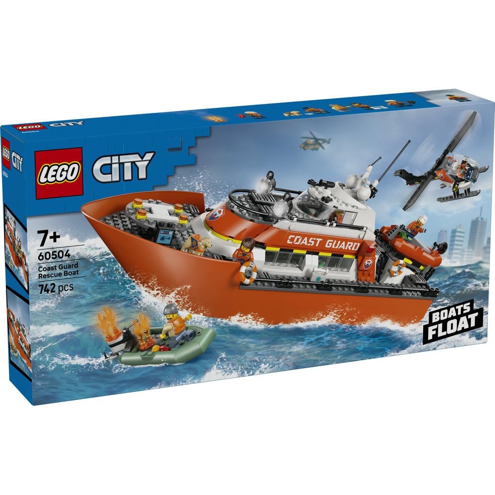 LEGO City Motovedetta e Elicottero di Soccorso Set Giocattolo per Bambini 7-9 Anni 60504