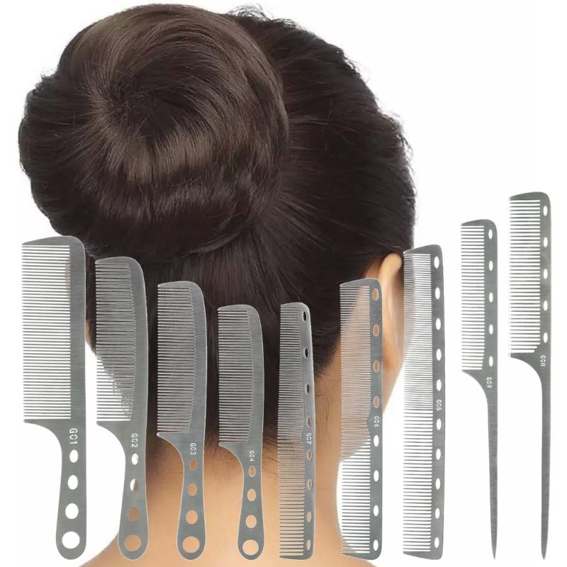 Professional Anti Static Metal Comb with Hanlde Fine Cutting Comb for Hair Styling Hairdressing