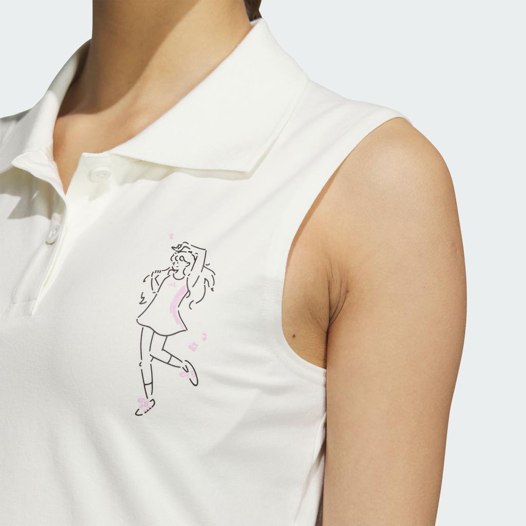 Adidas Printed Casual Pullover Vest With Collar Women Tops Han-Jade-White JP0722