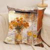 Warm Leisure Oil Painting Cushion Cover Silky Short Plush Invisible Zipper Dustproof Sofa Pillow Case For Home Decor
