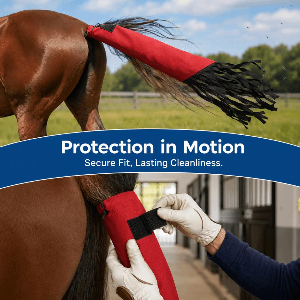Non Woven Fabric Horsetail Guard Bag Hook And Loop Design Horse Grooming Tool Stable Use