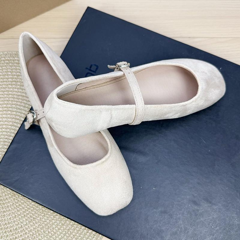 Fashion Flat Shoes for Women 2025 Square Toe Shallow Mouth Suede New Mary Jane Shoes Large Size Women's Shoes 42 43 44 Zapatos