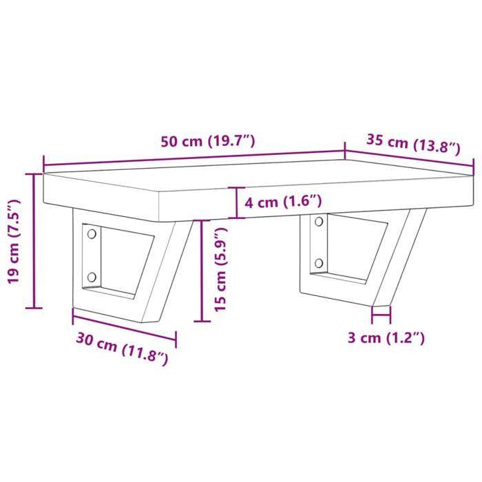 VidaXL Wall-mounted Washbasin Shelf Steel and Solid Beech Wood, Floating Washbasin Shelf, Washbasin Shelf To Place 3302326