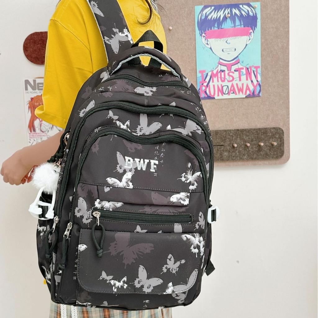Školní taška národní styl nová čínská potisk motýlů vysoká hodnota niche smysl pro design studentská školní taška 1011 starožitný styl národní vlna dvojitá
