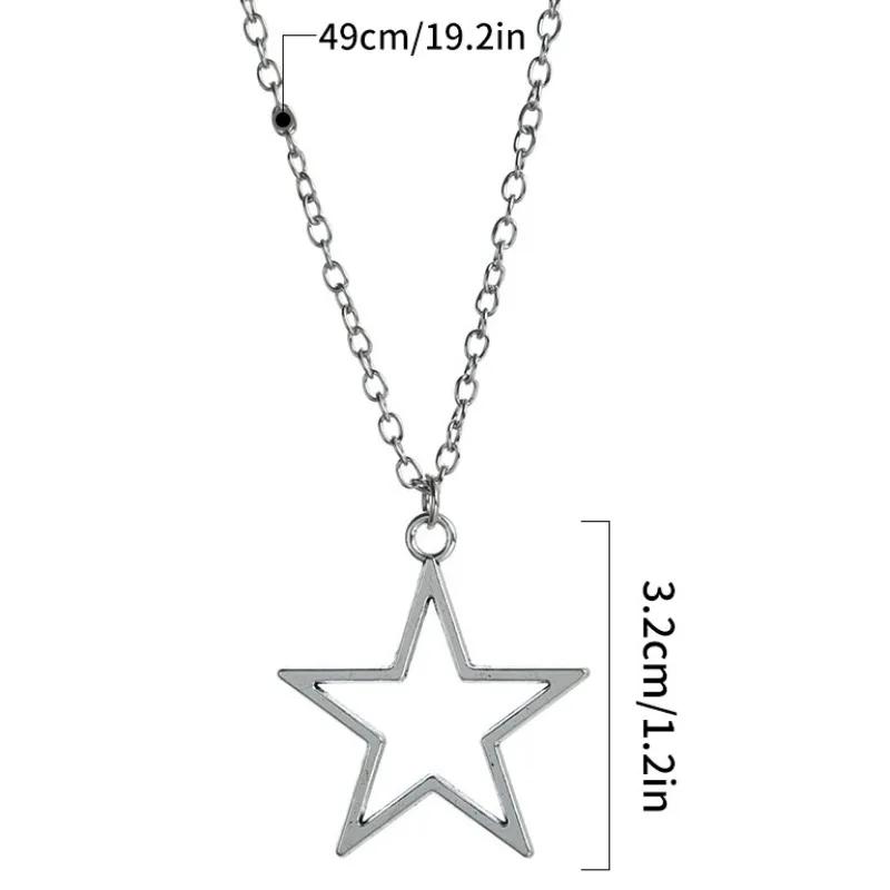 Gothic Pentagram Pendant Necklace Retro Star Metal Necklaces Punk Five-pointed Star Jewels Cool Jewelry Accessories Gift Giving