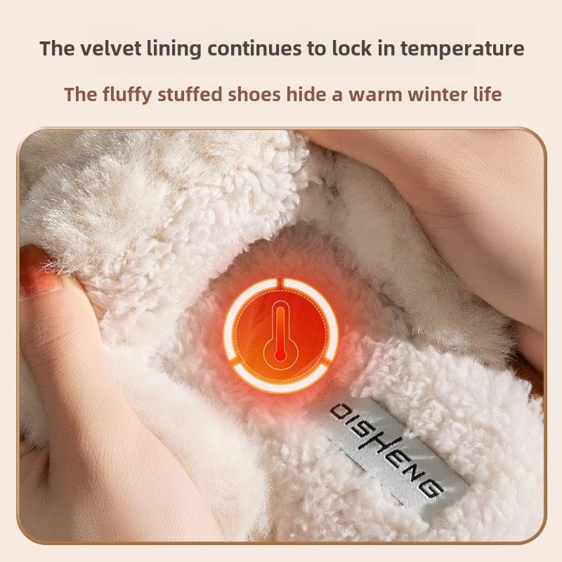 Mode Neue Herbst- und Winter-Pelzslipper für Damen, dicksohlige und plüschig warme Indoor-Hausschuhe, rutschfeste Baumwollpantoffeln