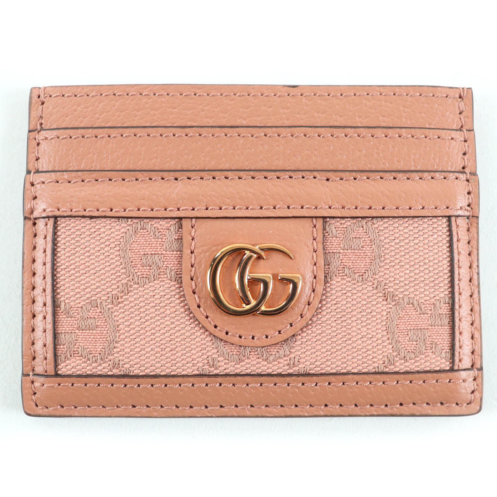 Безупречный кошелек для карт GUCCI, узор GG, розовый кожаный, женский 523159, б/у