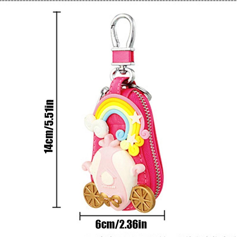 Cute Cartoon Princess Car Key Bag PU Leather Key Protective Case Car General Key Case Female