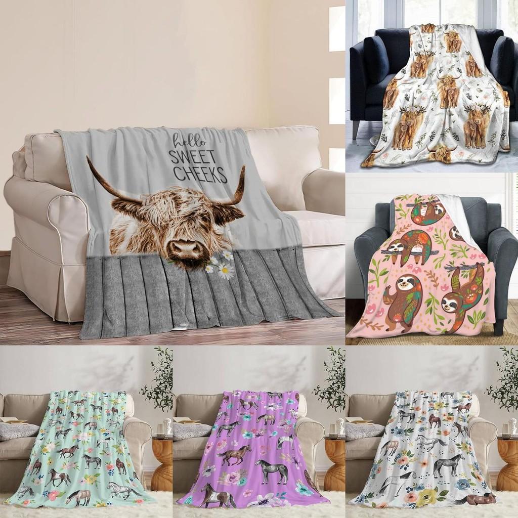 Highland Print Kuhdecke Tier Blume Überwurfdecken Plüsch Bettwäsche Flanell