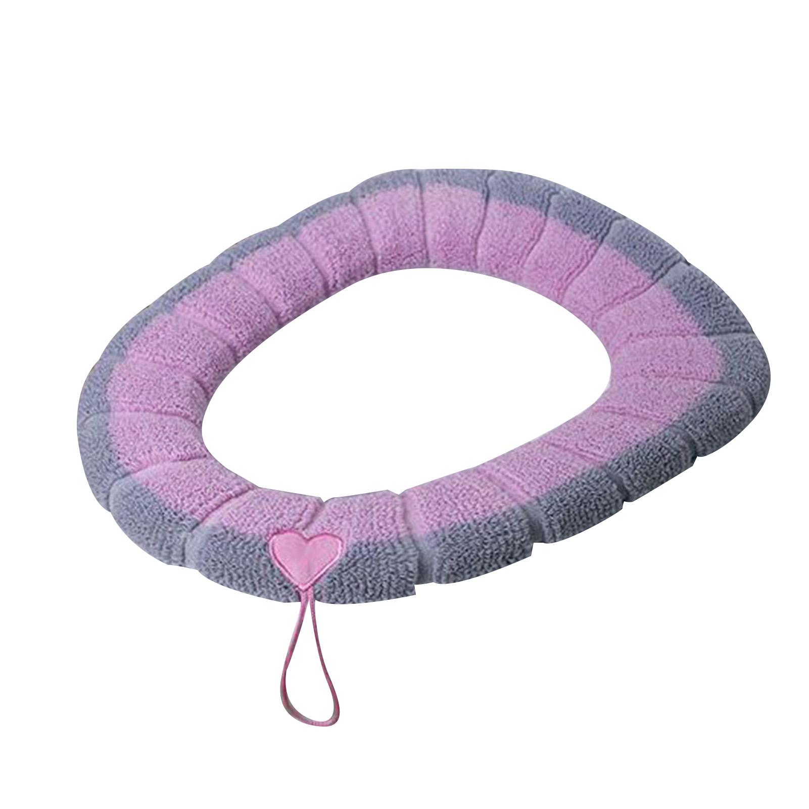 

Puntos домашняя моющаяся теплая мягкая утолщенная О-образная подушка на сиденье унитаза с ручкой розовый