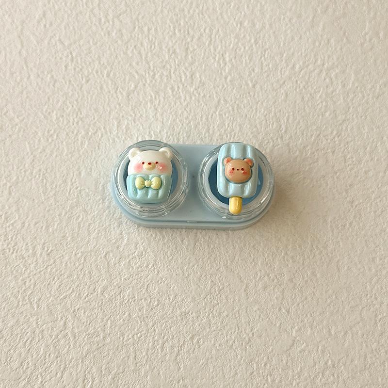 1pc Mini Contact Lens Case for Eyes Travel Kit Holder Cartoon Cute Cosmetic Contact Lenses Case Box Container Travel Accessaries