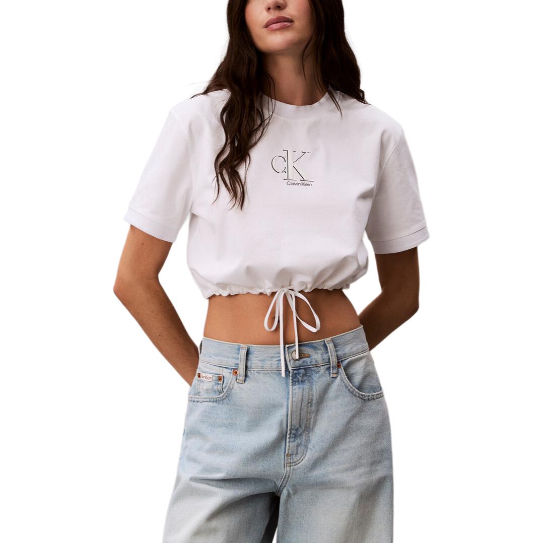 Calvin Klein Letter Short Sleeve Round Neck T-Shirt Women tops 47F231G-YAF S