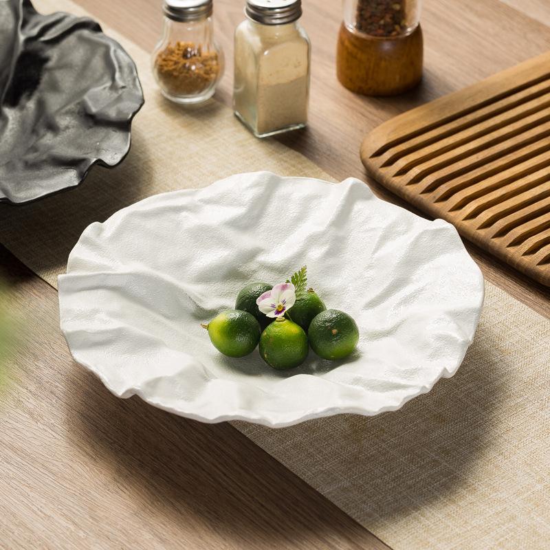 Creative Cloth Pattern Deep Plate Japanese Dish Plate High-End Hotel Buffet Restaurant Disc Tableware New Western Food Plate