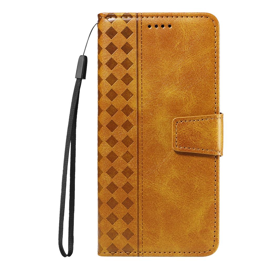 For Xiaomi Redmi 15 4G (EU) (171mm) Leather Case Wallet Stand Grids Imprinted Phone Cover with Strap