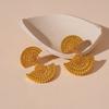 Vintage Heavy Industry Fan Geometric Silver Needle Earrings Real Gold Electroplating Premium Earrings