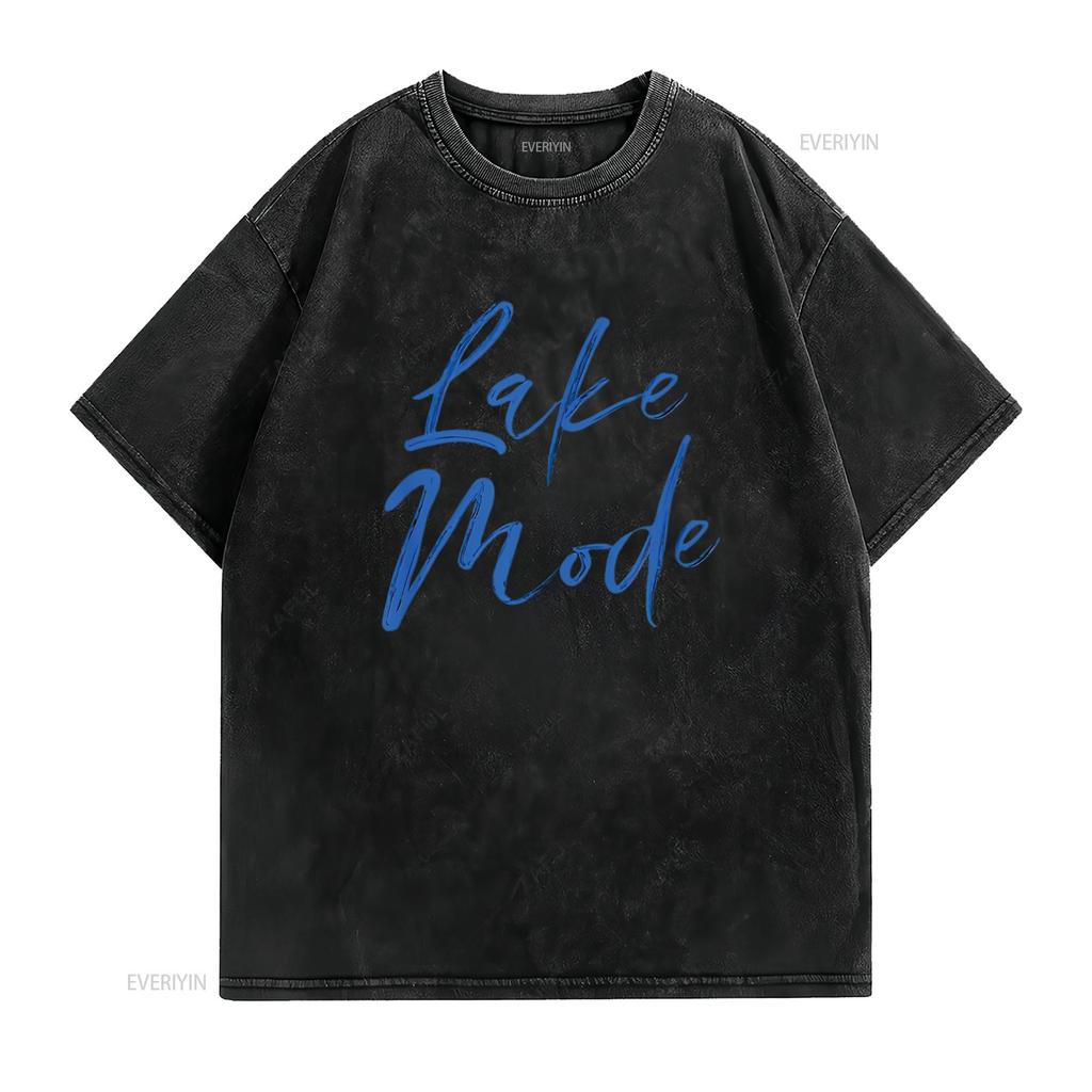 Womens Lake Mode T Shirt vintage Washed fashion Versatile streetwear Stylish Soft Breathable Casual Top For Everyday Wear