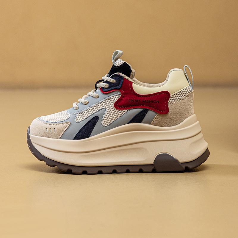 

Маленький человек толстая подошва увеличивающая рост обувь Форреста Гампа женская 2025 новая маленькая белая обувь повседневная модная универсальная дышащая спортивная женская обувь 39 красный