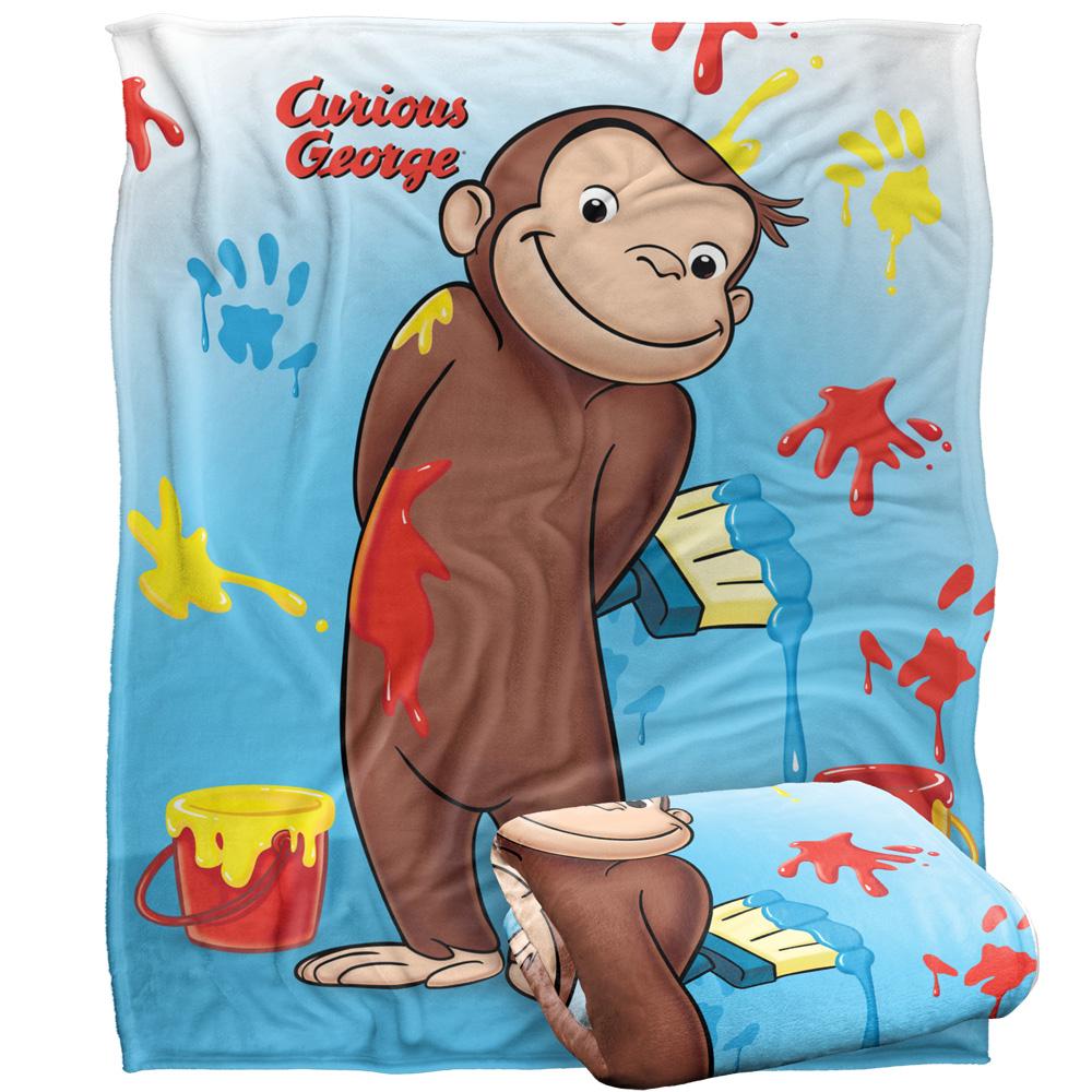 Curious George Silky Paint Supersoft Blanket
