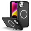 For iPhone 15 Plus/14 Plus Case Compatible with MagSafe Lens Frame Kickstand TPU+PC Shockproof Phone Cover