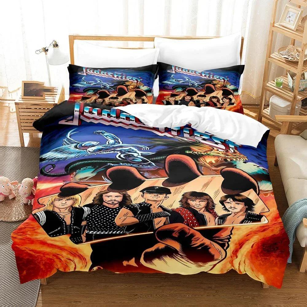 Comforter Hip Hop Band Judas Priest Bedding Set 3D Printed Suitable For Bedroom Kids Home Textile