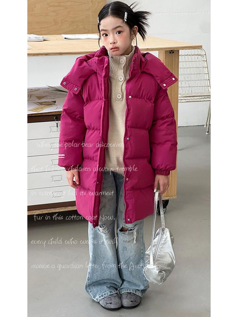 2025 Korean-Style Cotton-Padded Mid-Length Winter Coat for Boys and Girls