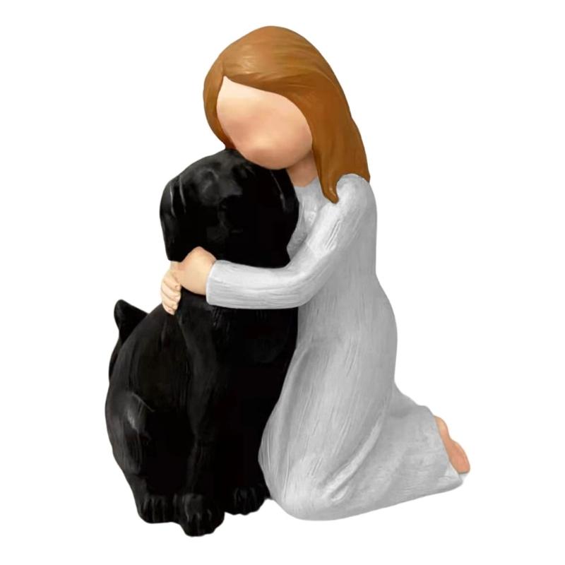 Girl and Dog Figurines Friendship Figure Dog Statue Pet Memorials Gift for Dogs Sympathy Gift for Dog Lover Home Bedroom