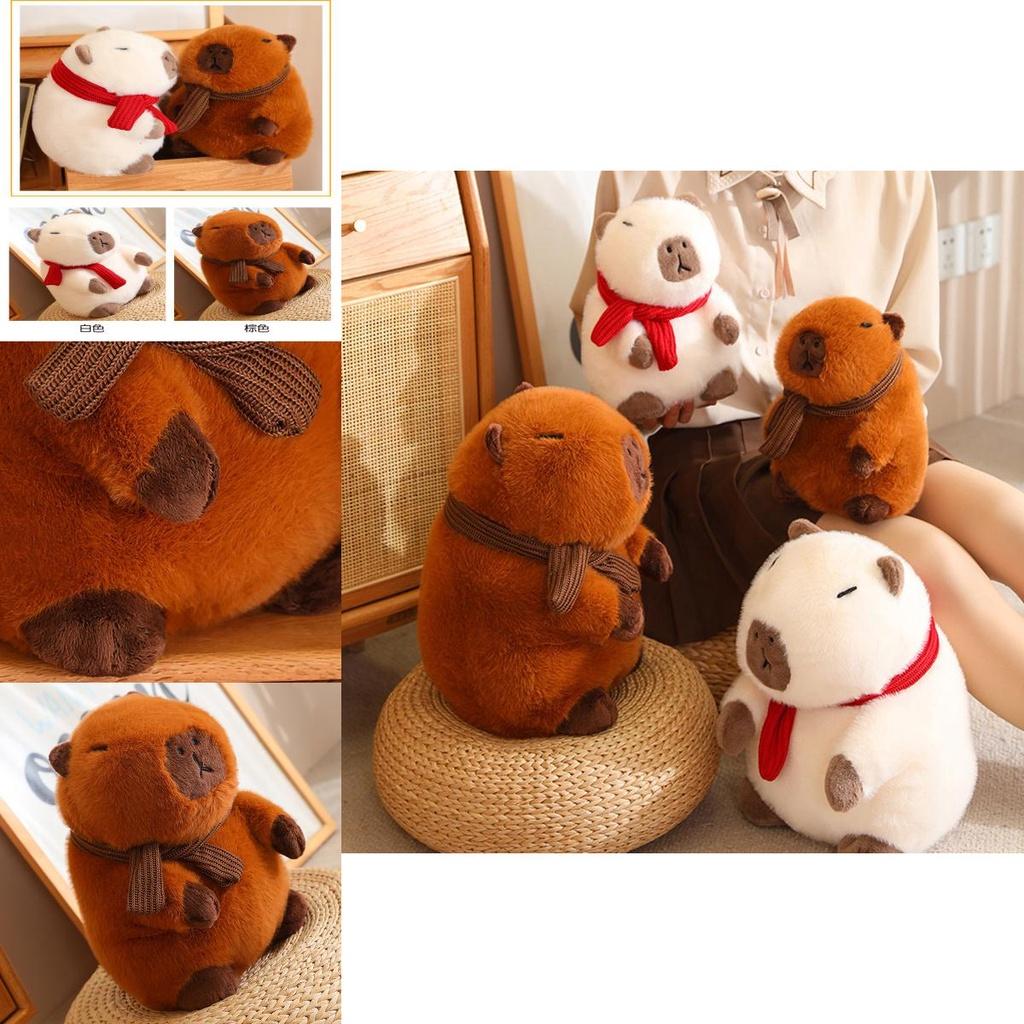 Adorable Capybara Plush Toy For Home Decoration And Cozy Pillow Gifts In White And Brown