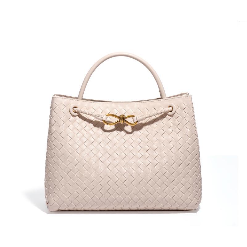 Vintage Woven Tote with Metal Buckle - Versatile Shoulder and Crossbody Bag