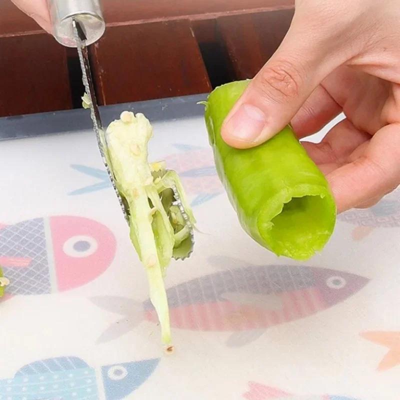 Pfeffer Entkerner Jalapeno Pfeffer Entkerner Werkzeug Chili Entkerner Scharfe Kante Küchenhelfer Samenentferner Gemüse Oberteil abschneiden