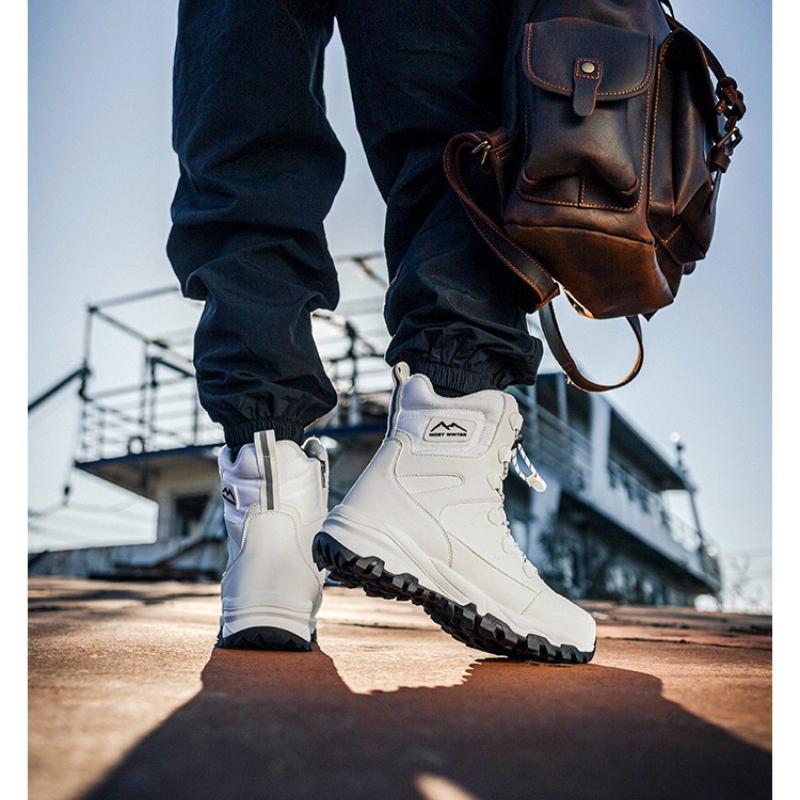 Herren- und Damen-Winterkälte -40 ° verdickt gefüttert wasserdicht bequem warm leicht Wandern rutschfeste dicke Sohle Dämpfung Schneestiefel