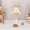 Off-gold fabric sitting retractable old man snowman doll light-colored Christmas ornament ornament
