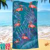 Nordic flamingo pattern digital-printed polyester Superfine fiber double-sided fleece Beach vacation bath towel, beach towel