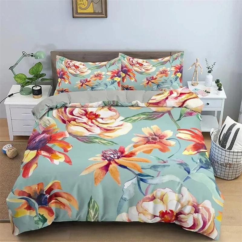 Classic Duvet Cover Sets Flower Blue Gold Bedding Set Duvet Cover Bed Set Quilt Cover Pillowcase Comforter king Queen Size Boys