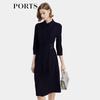 Women's Long Sleeve Shirt Collar Midi Dress