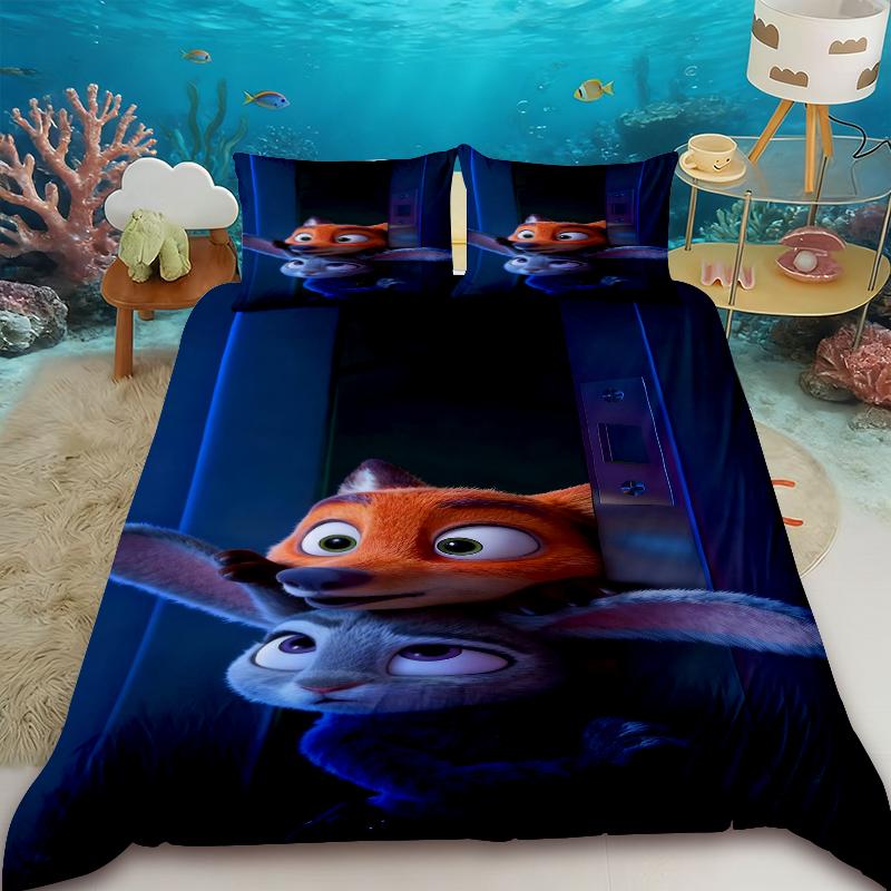 

Anime Zootopia Kids Duvet Cover Judy Nick Bedding Set with 2 Pillowcase Skin-friendly Children Bedroom Dormitory Gifts 135x200cm