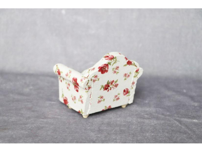 1:12 Dollhouse Miniature Floral Single Sofa for Living Rooms or Bedrooms