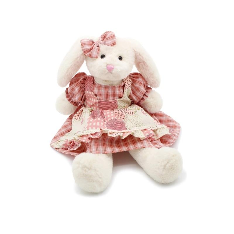 Small Soft Stuffed Animal Bunny Wearing Retro Dress Rabbit Plush Toy for Baby Girls Toys Cuddly Dolls Easter Birthday Gifts