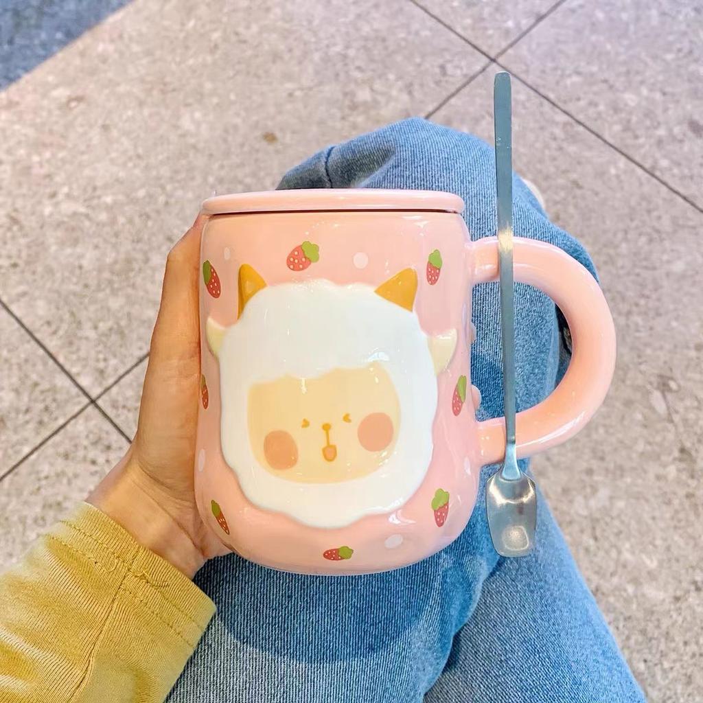 Hochwertige Keramik-Wassertasse Haushaltsbecher mit Deckel Tasse Büro Niedlich Geburtstagsgeschenk Souvenir-Tasse