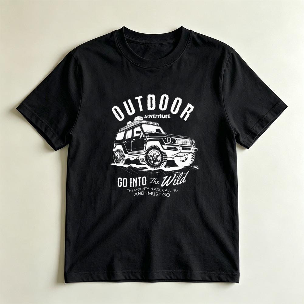 Outdoor Adventure Go Into The Wild Vintage Suv Casual Graphic Tshirt Adventure Lover Gift Tshirt Unisex Unisex Casual Cotton Tops