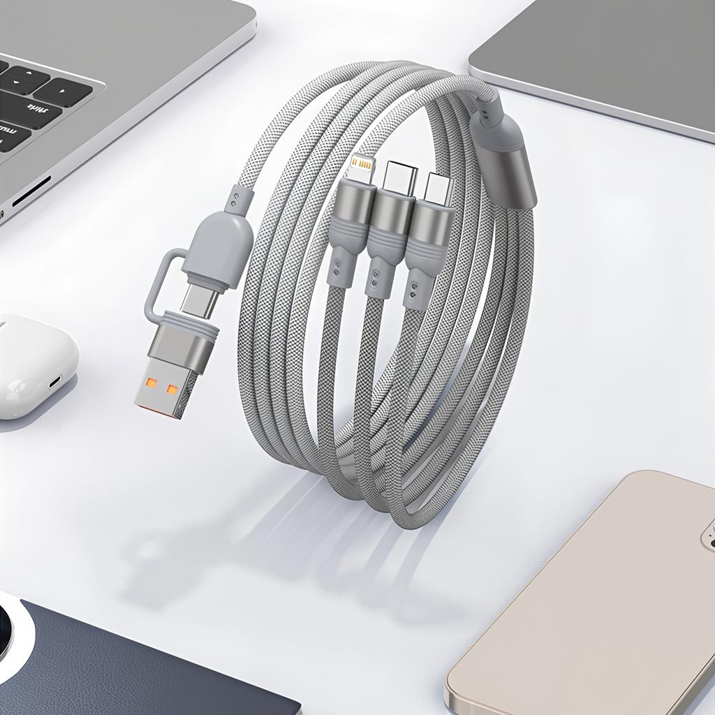 1.2M Charging Cable 3 In 1 USB Type C Charger Cord MultiPort Micro Cable For iPhone 15 14 13 12 Samsung Galaxy Xiaomi Redmi