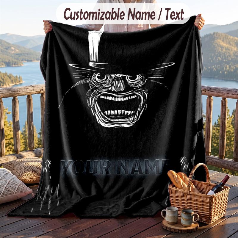 Custom Text Flannel Throw Blanket, Lightweight Cozy Bed Sofa BlanketThe Babadook