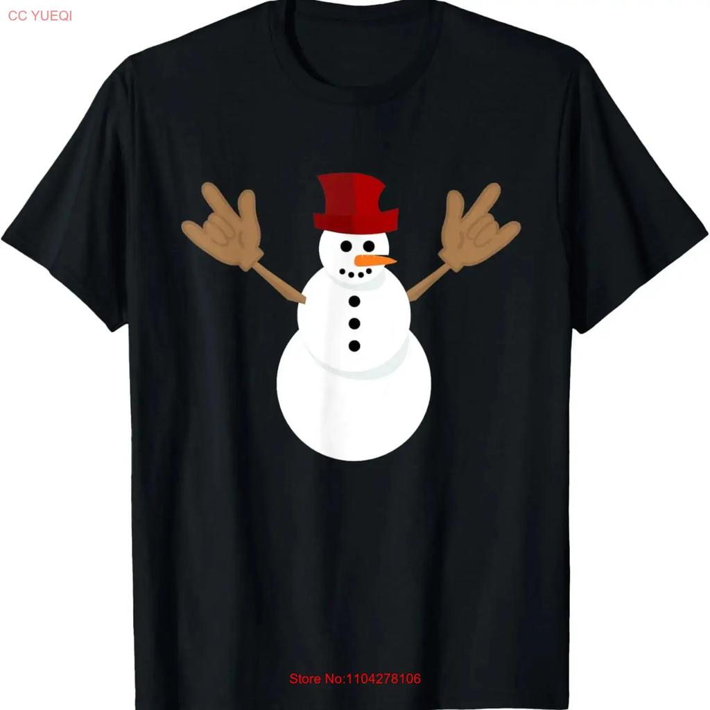 Funny Christmas Snowman Kids ASL Sign Language I Love You T Shirt vintage Washed Unisex graphic Versatile Stretched streetwear