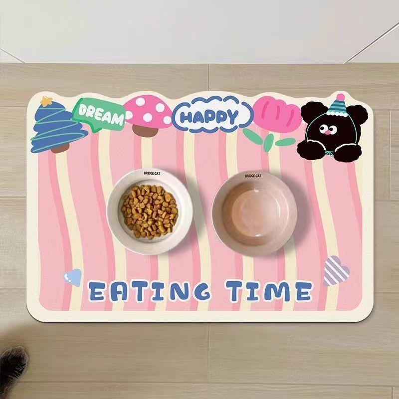 Cute Animal Silicone Diatomite Spillproof Pet Feeding Mat For Dining And Feeding